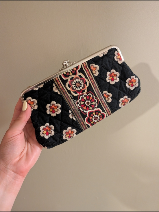Vera Bradley Handbags - Vera Bradley Black Quilted Floral Clasp Wallet